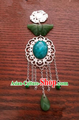 Traditional Handmade Chinese Classical Accessories Brooch Ancient Princess Jade Pendant for Women