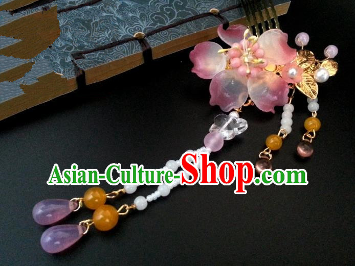 Handmade Traditional Chinese Classical Hair Accessories Ancient Bride Hanfu Tassel Hair Comb Hairpins for Women