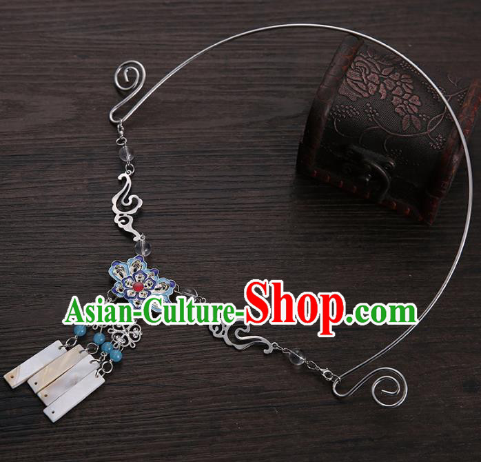 Traditional Chinese Handmade Classical Accessories Blueing Cloisonn Necklace for Women