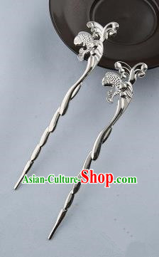 Asian Chinese Handmade Palace Lady Classical Hair Accessories Hanfu Carp Argent Hairpins Headwear for Women