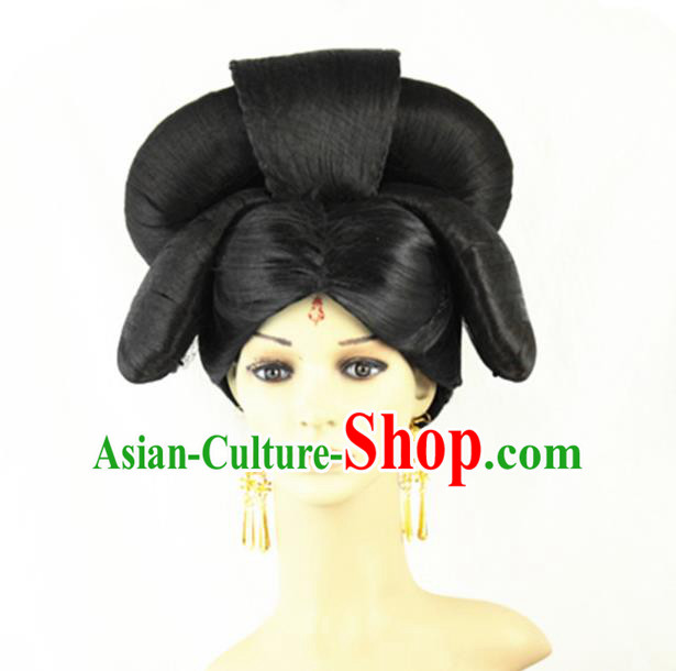 Asian Chinese Handmade Palace Lady Classical Hair Accessories Wig Sheath Chignon for Women