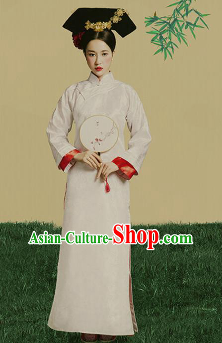 Traditional Chinese Qing Dynasty Palace Lady Costume, China Ancient Manchu Princess Clothing and Headpiece Complete Set