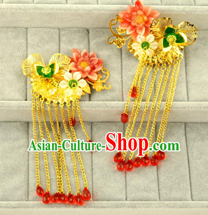 Asian Chinese Handmade Classical Hair Accessories Princess Hairpins Tassel Hair Stick for Women