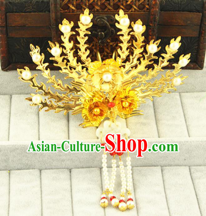 Asian Chinese Handmade Classical Hair Accessories Bride Phoenix Coronet Hanfu Hairpins for Women