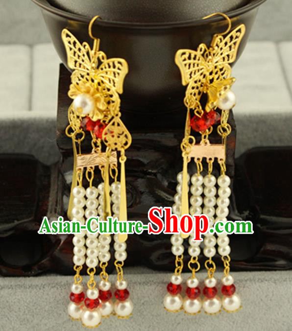 Asian Chinese Traditional Handmade Jewelry Accessories Hanfu Classical Butterfly Earrings for Women