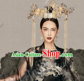 Asian Chinese Ancient Handmade Classical Hair Accessories Hairpins Palace Lady Luxurious Phoenix Coronet Complete Set for Women