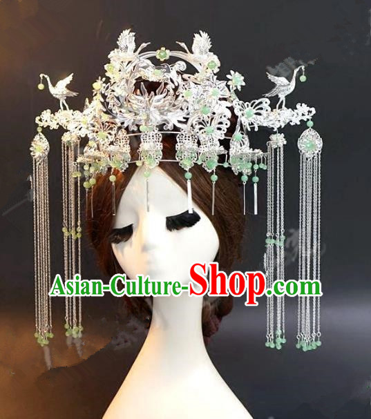 Asian Chinese Ancient Handmade Classical Hair Accessories Hairpins Xiuhe Suit Phoenix Coronet for Women