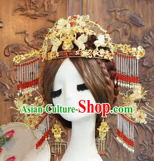 Chinese Ancient Handmade Classical Hair Accessories Palace Lady Hairpins Phoenix Coronet Bride Headdress for Women