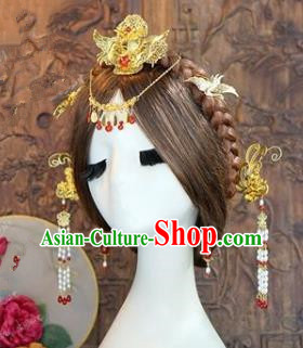Chinese Handmade Classical Hair Accessories Ancient Bride Step Shake Hairpins Complete Set for Women