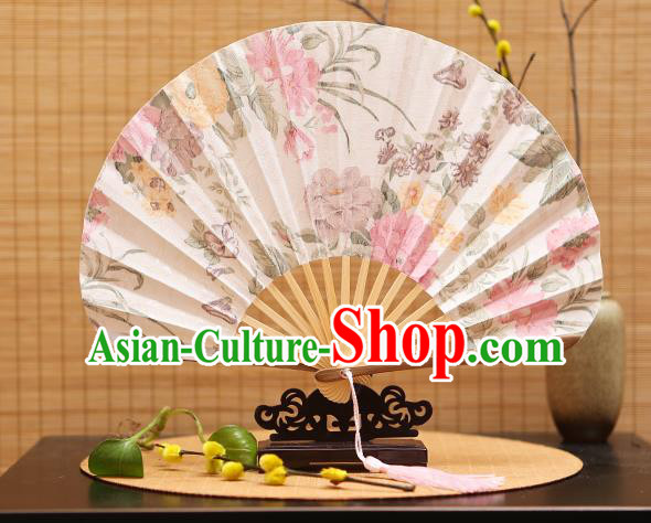 Traditional Chinese Crafts Shell Silk Folding Fan Printing Flowers Bamboo Fans for Women