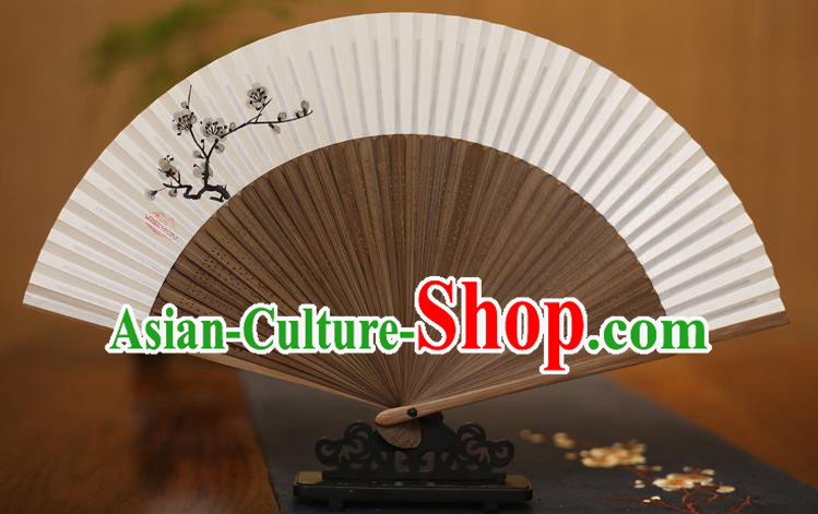 Traditional Chinese Crafts Printing Plum Blossom Folding Fan Paper Fans for Men