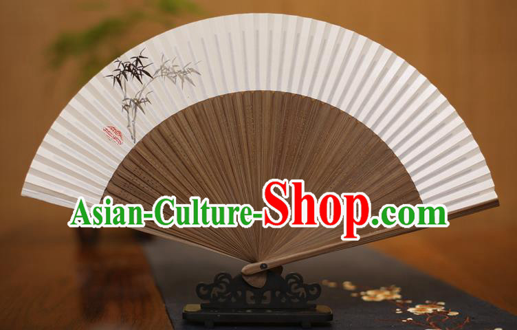 Traditional Chinese Crafts Printing Bamboo Folding Fan Paper Fans for Men