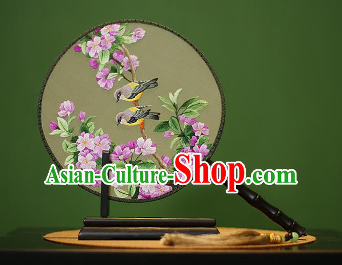 Traditional Chinese Crafts Embroidered Peach Blossom Round Fan, China Palace Fans Princess Silk Circular Fans for Women