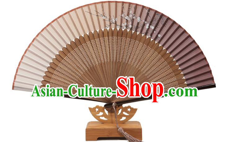 Traditional Chinese Crafts Folding Fan, China Printing Plum Blossom Silk Fans for Women