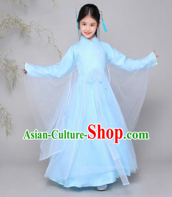 Traditional Chinese Han Dynasty Palace Lady Costume, China Ancient Princess Fairy Hanfu Dress Clothing for Kids