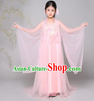 Traditional Chinese Tang Dynasty Palace Lady Costume, China Ancient Princess Fairy Hanfu Dress Clothing for Kids