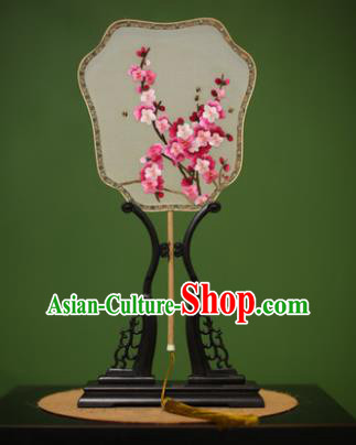 Traditional Chinese Crafts Suzhou Embroidery Silk Fan, China Palace Fans Princess Embroidered Peach Blossom Fans for Women