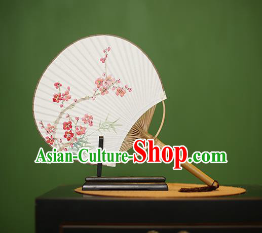 Traditional Chinese Crafts Printing Peach Blossom Paper Fan, China Palace Fans Princess Round Fans for Women