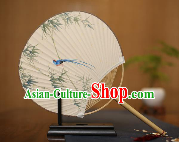 Traditional Chinese Crafts Ink Painting Bamboo Paper Fan, China Palace Fans Princess Round Fans for Women