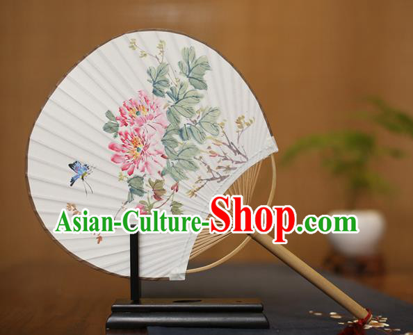 Traditional Chinese Crafts Ink Painting Peony Paper Fan, China Palace Princess Fans for Women