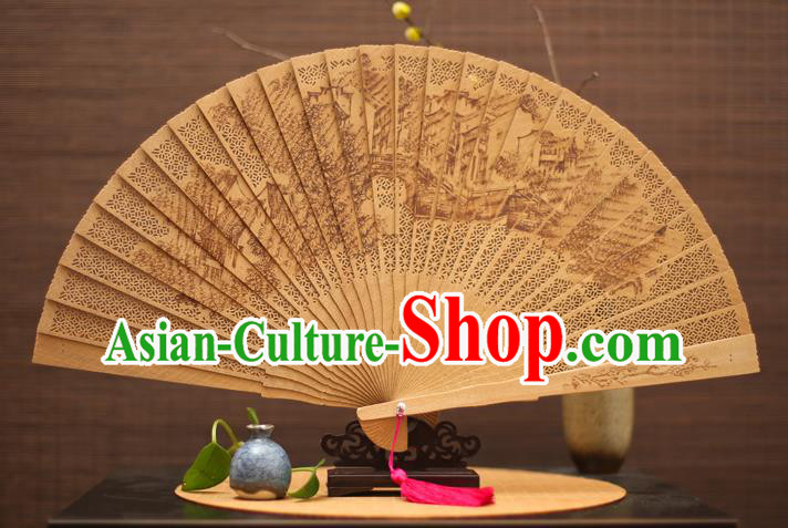 Traditional Chinese Crafts Sandalwood Folding Fan, China Handmade Hollow Out Incienso Fans for Women