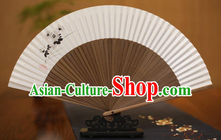 Traditional Chinese Crafts Printing Flowers Folding Fan, China Handmade Xuan Paper Fans for Women