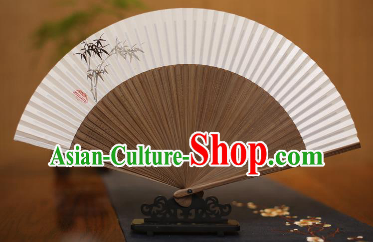 Traditional Chinese Crafts Printing Bamboo Folding Fan, China Handmade Xuan Paper Fans for Women