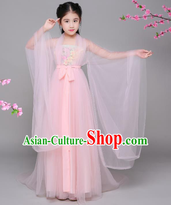 Traditional Chinese Tang Dynasty Princess Costume, China Ancient Palace Lady Fairy Hanfu Clothing for Kids