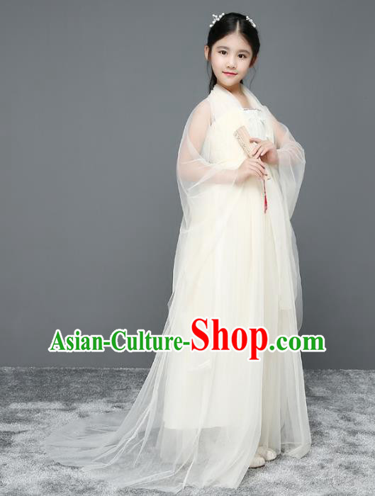 Traditional Chinese Tang Dynasty Imperial Princess Costume, China Ancient Fairy Hanfu Trailing Clothing for Kids