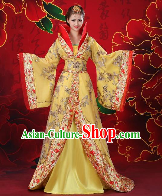 Traditional Chinese Tang Dynasty Imperial Concubine Costume, China Ancient Palace Lady Hanfu Trailing Embroidered Clothing for Women