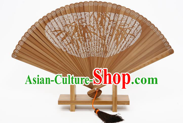 Traditional Chinese Crafts Hollow Out Bamboo Folding Fan, China Handmade Sandalwood Fans for Women