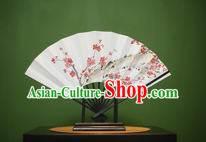 Traditional Chinese Crafts Printing Wintersweet Paper Folding Fan, China Handmade Classical Fans for Women