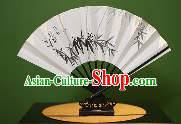 Traditional Chinese Crafts Printing Bamboo Leaf Paper Folding Fan, China Handmade Classical Fans for Women