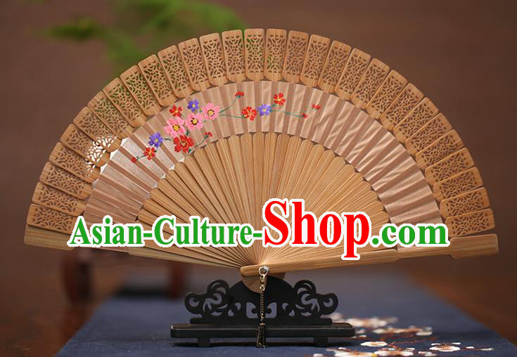 Traditional Chinese Crafts Hand Painting Folding Fan, China Handmade Classical Carving Fans for Women
