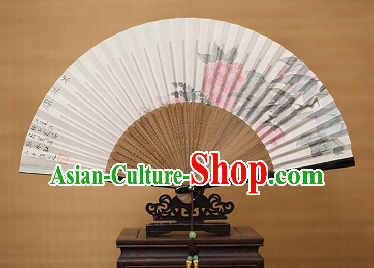 Traditional Chinese Crafts Classical Paper Folding Fan, China Handmade Painting Peony Fans for Women