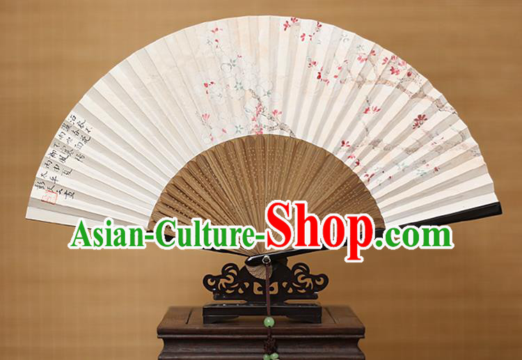 Traditional Chinese Crafts Classical Paper Folding Fan, China Handmade Painting Plum Blossom Fans for Women