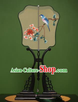 Traditional Chinese Crafts Suzhou Embroidery Butterfly Birds Palace Fan, China Princess Embroidered Silk Fans for Women