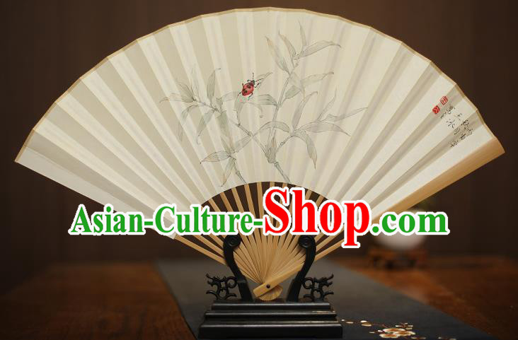 Traditional Chinese Crafts Collectables Autograph Xuan Paper Folding Fan, China Handmade Painting Fans for Men