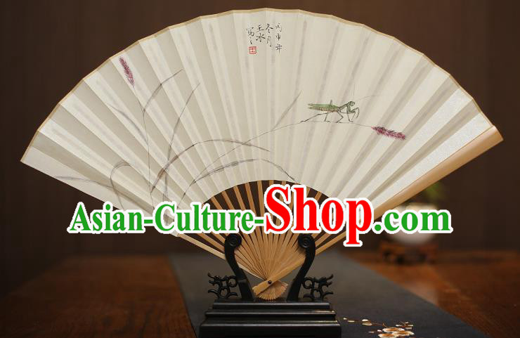 Traditional Chinese Crafts Collectables Autograph Xuan Paper Folding Fan, China Hand Painting Fans for Men