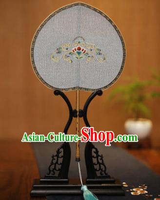 Traditional Chinese Crafts Tapestry Silk Palace Fan, China Printing Princess Silk Flat Peach Fans for Women