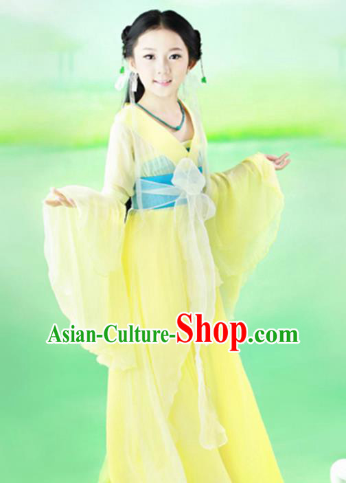 Traditional Chinese Tang Dynasty Princess Fairy Costume, China Ancient Palace Lady Hanfu Clothing for Kids