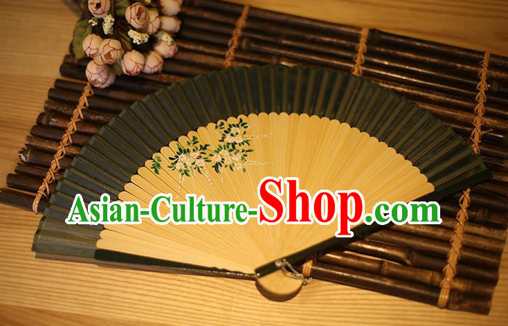 Traditional Chinese Crafts Printing Wisteria Classical Folding Fan, China Handmade Silk Fans for Women