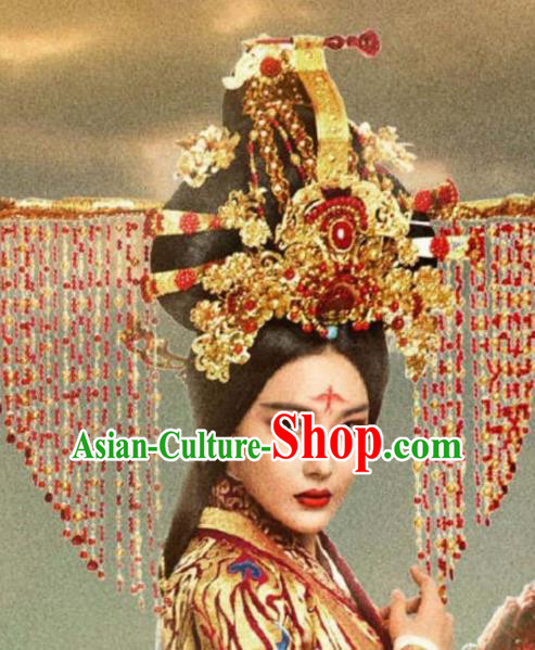 Chinese Ancient Bride Hair Accessories Xiuhe Suit Tassel Phoenix Coronet, China Empress Hairpins Headwear for Women