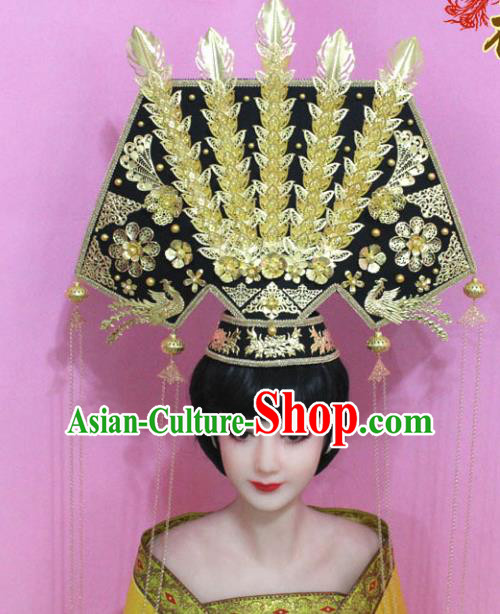 Traditional Chinese Handmade Hair Accessories Ancient Qing Dynasty Manchu Imperial Concubine Great Pull Fin Headwear for Women