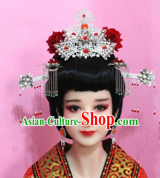 Traditional Chinese Handmade Hair Accessories Ancient Princess Hairpins Phoenix Coronet Complete Set for Women