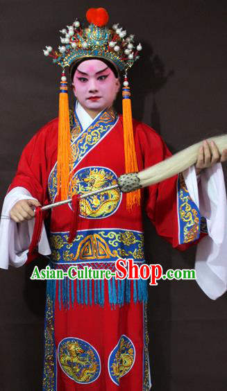 Traditional China Beijing Opera Court Eunuch Embroidered Costume, Chinese Peking Opera Old Men Clothing