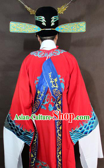 Traditional China Beijing Opera Costume Gifted Scholar Embroidered Robe and Hat Ancient Chinese Peking Opera Embroidery Clothing