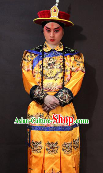 Traditional China Beijing Opera Emperor Costume Embroidered Robe, Chinese Peking Opera Qing Dynasty Majesty Embroidery Clothing