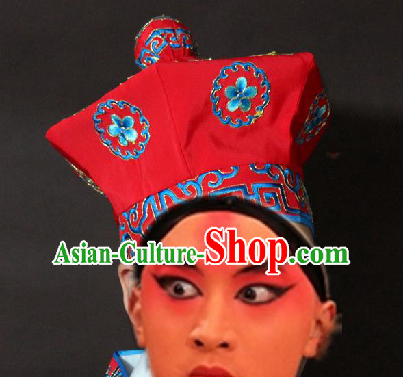 Traditional China Beijing Opera Takefu Embroidery Hats, Chinese Peking Opera Imperial Bodyguard Embroidered Headwear