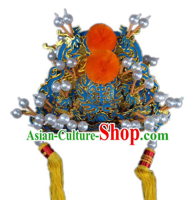 Traditional China Beijing Opera Royal Highness Hats, Chinese Peking Opera Emperor Headwear